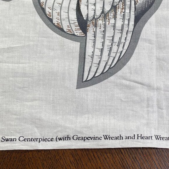 Cranston VIP Print Works Swan Centerpiece Grapevine Heart Wreath  u Fabric Patte - Picture 9 of 12